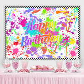 Weiss Und Farbig Graffiti Glücklich Geburtstag Hintergrund